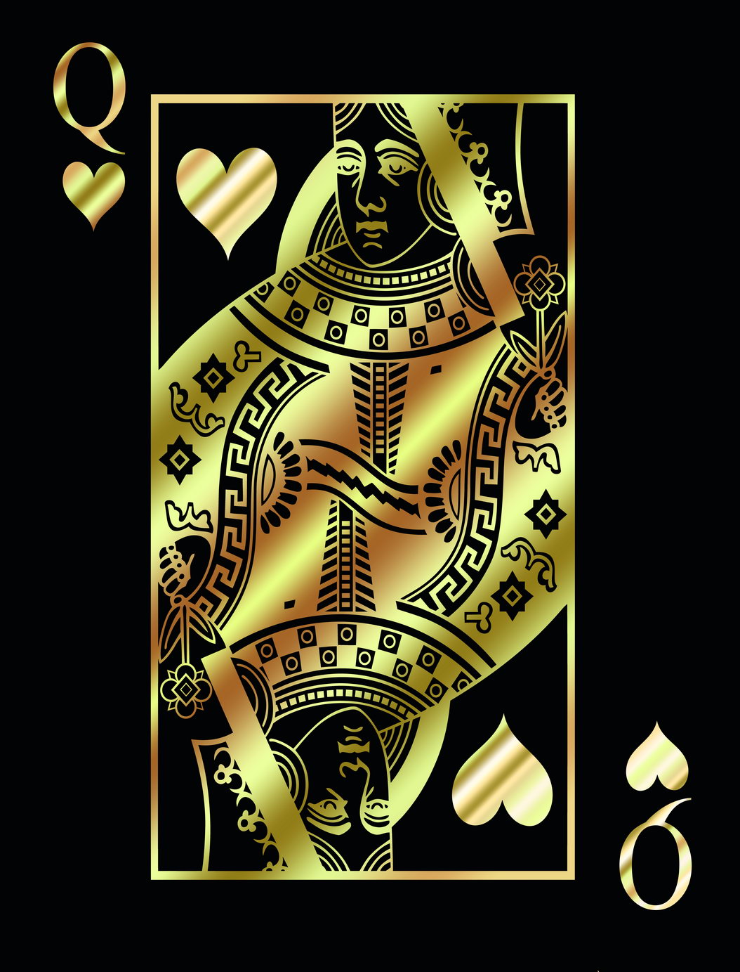 Queen of Spades Gold Art Poster Luxury Wall Decor Playing Card Bold Pop Art Design Wall Print