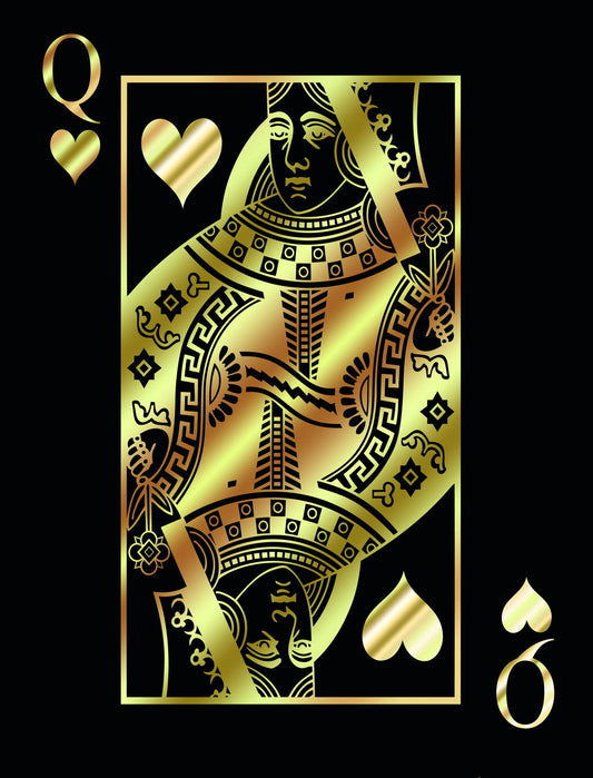 Queen of Spades Gold Art Poster Luxury Wall Decor Playing Card Bold Pop Art Design Wall Print