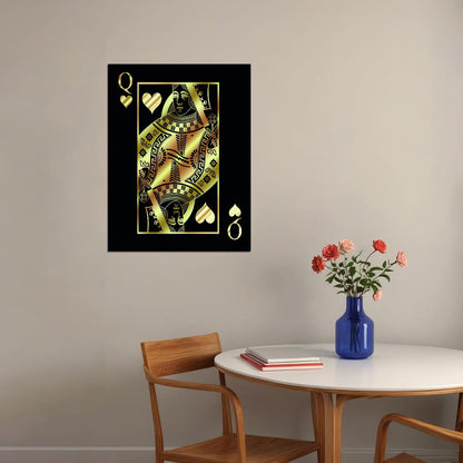 Queen of Spades Gold Art Poster Luxury Wall Decor Playing Card Bold Pop Art Design Wall Print