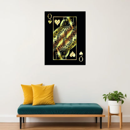 Queen of Spades Gold Art Poster Luxury Wall Decor Playing Card Bold Pop Art Design Wall Print