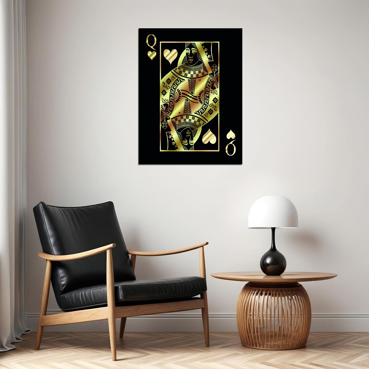 Queen of Spades Gold Art Poster Luxury Wall Decor Playing Card Bold Pop Art Design Wall Print