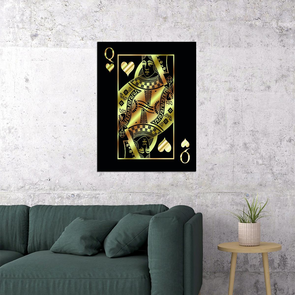 Queen of Spades Gold Art Poster Luxury Wall Decor Playing Card Bold Pop Art Design Wall Print