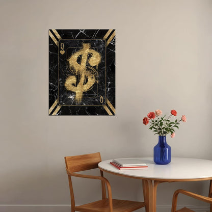 Gold Dollar Sign Graffiti Art Poster Bold Urban Wall Decor Money Theme Pop Art Style Wall Print