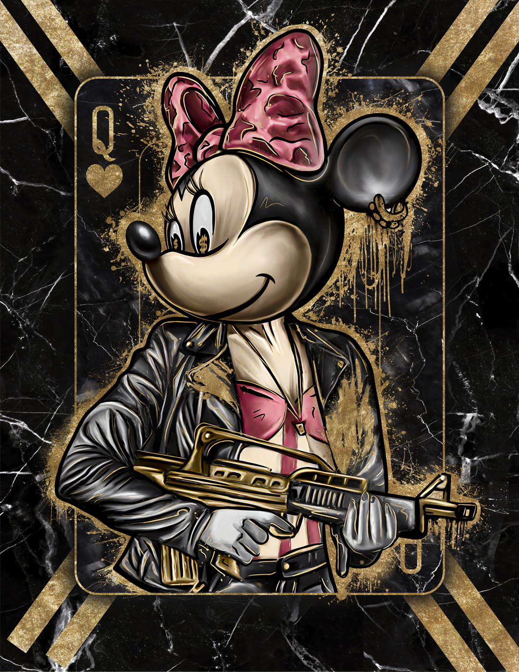 Minnie Mouse King Card Art Poster Luxury Wall Decor Playing Card Cartoon Pop Art Style Modern Wall Print