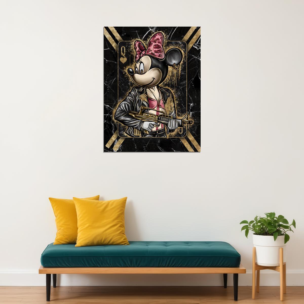 Minnie Mouse King Card Art Poster Luxury Wall Decor Playing Card Cartoon Pop Art Style Modern Wall Print