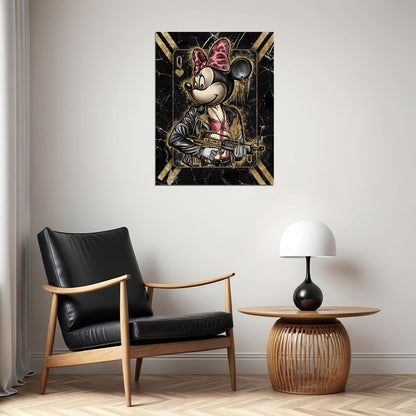 Minnie Mouse King Card Art Poster Luxury Wall Decor Playing Card Cartoon Pop Art Style Modern Wall Print