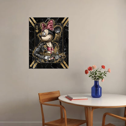 Minnie Mouse King Card Art Poster Luxury Wall Decor Playing Card Cartoon Pop Art Style Modern Wall Print