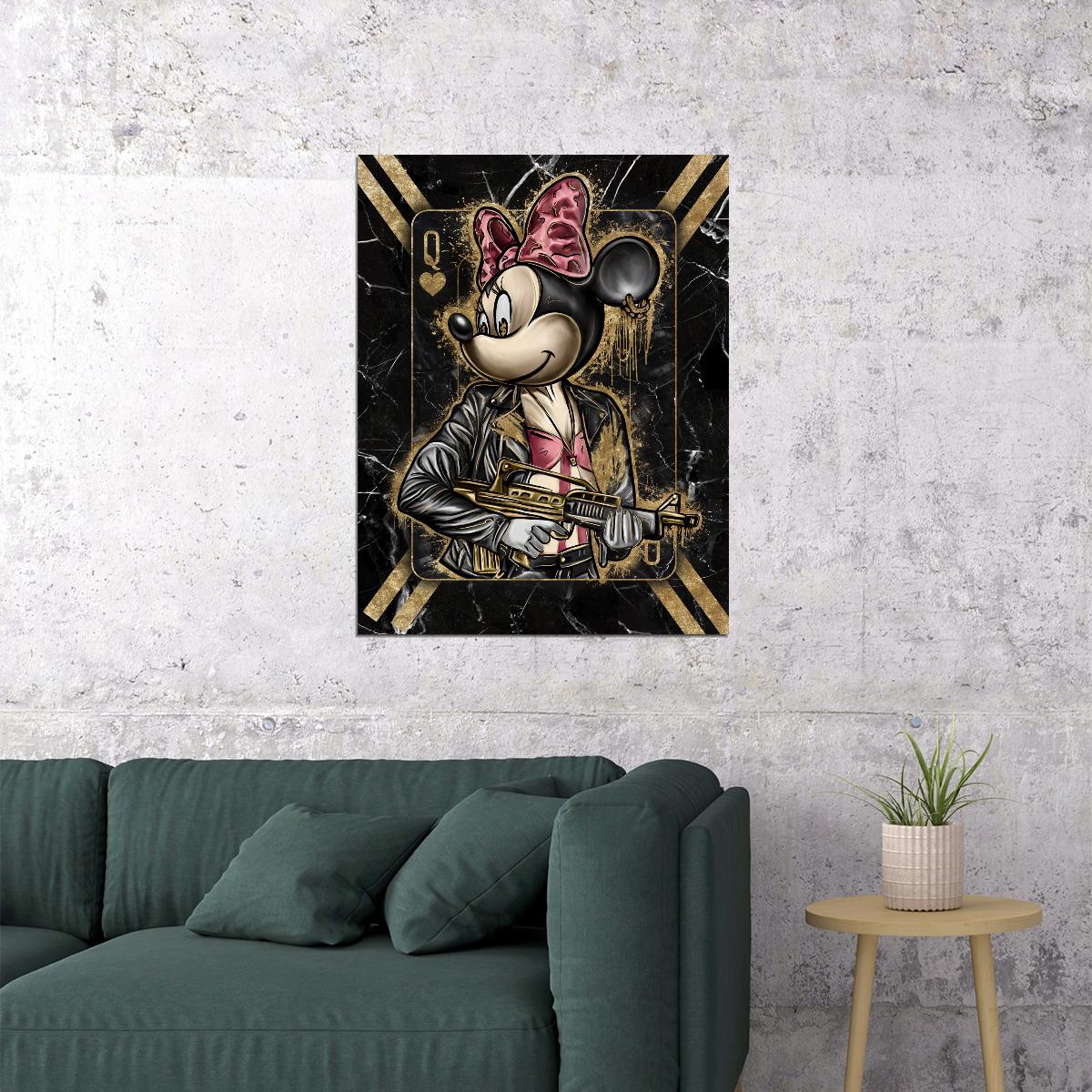 Minnie Mouse King Card Art Poster Luxury Wall Decor Playing Card Cartoon Pop Art Style Modern Wall Print