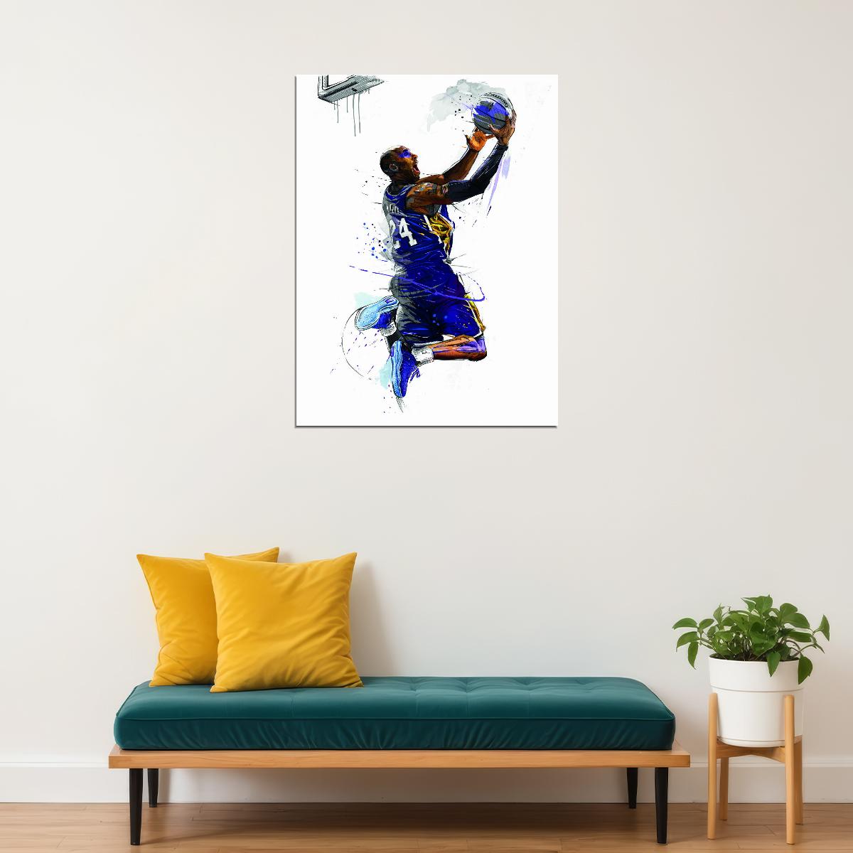 Kobe Bryant Dunk Art Poster Basketball Legend Wall Decor Iconic Sports Artwork Modern Style Wall Print