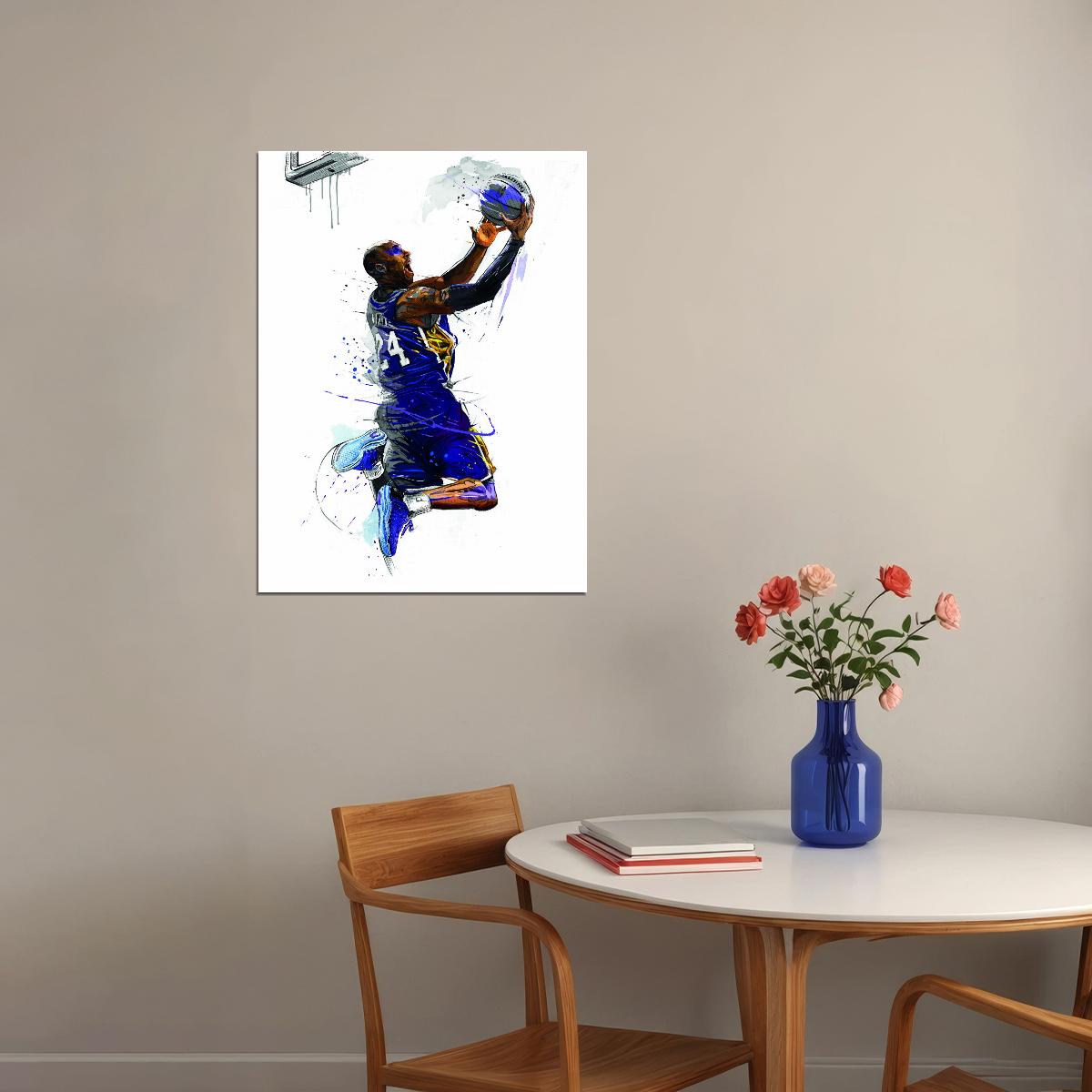 Kobe Bryant Dunk Art Poster Basketball Legend Wall Decor Iconic Sports Artwork Modern Style Wall Print