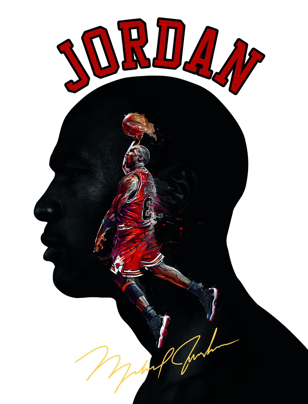 Michael Jordan Silhouette Art Poster Basketball Legend Wall Decor Iconic Sports Artwork Bold Style Wall Print