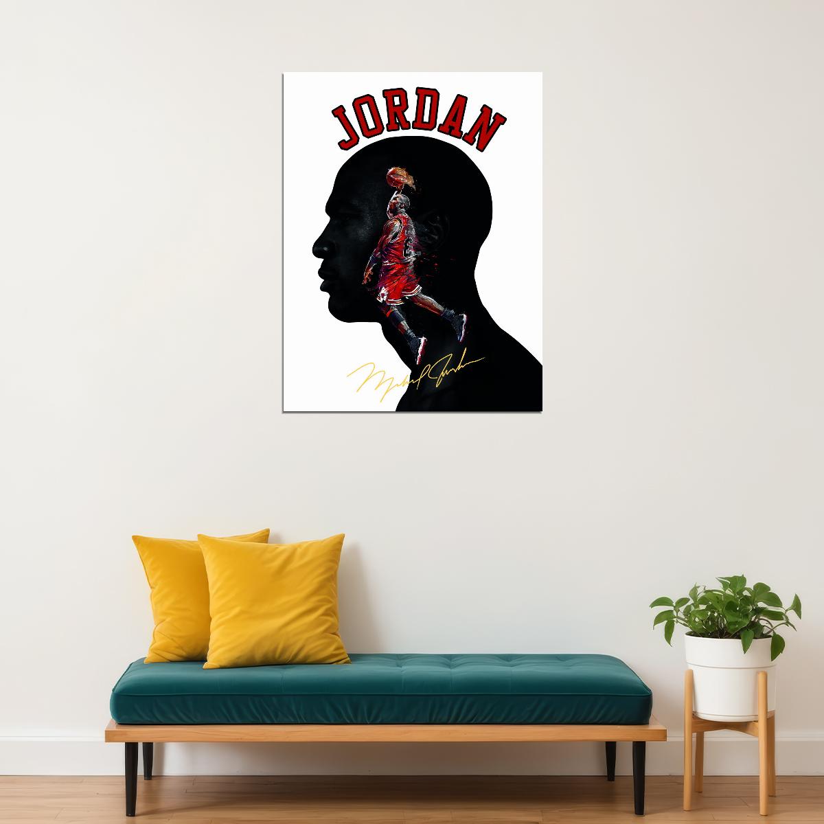 Michael Jordan Silhouette Art Poster Basketball Legend Wall Decor Iconic Sports Artwork Bold Style Wall Print