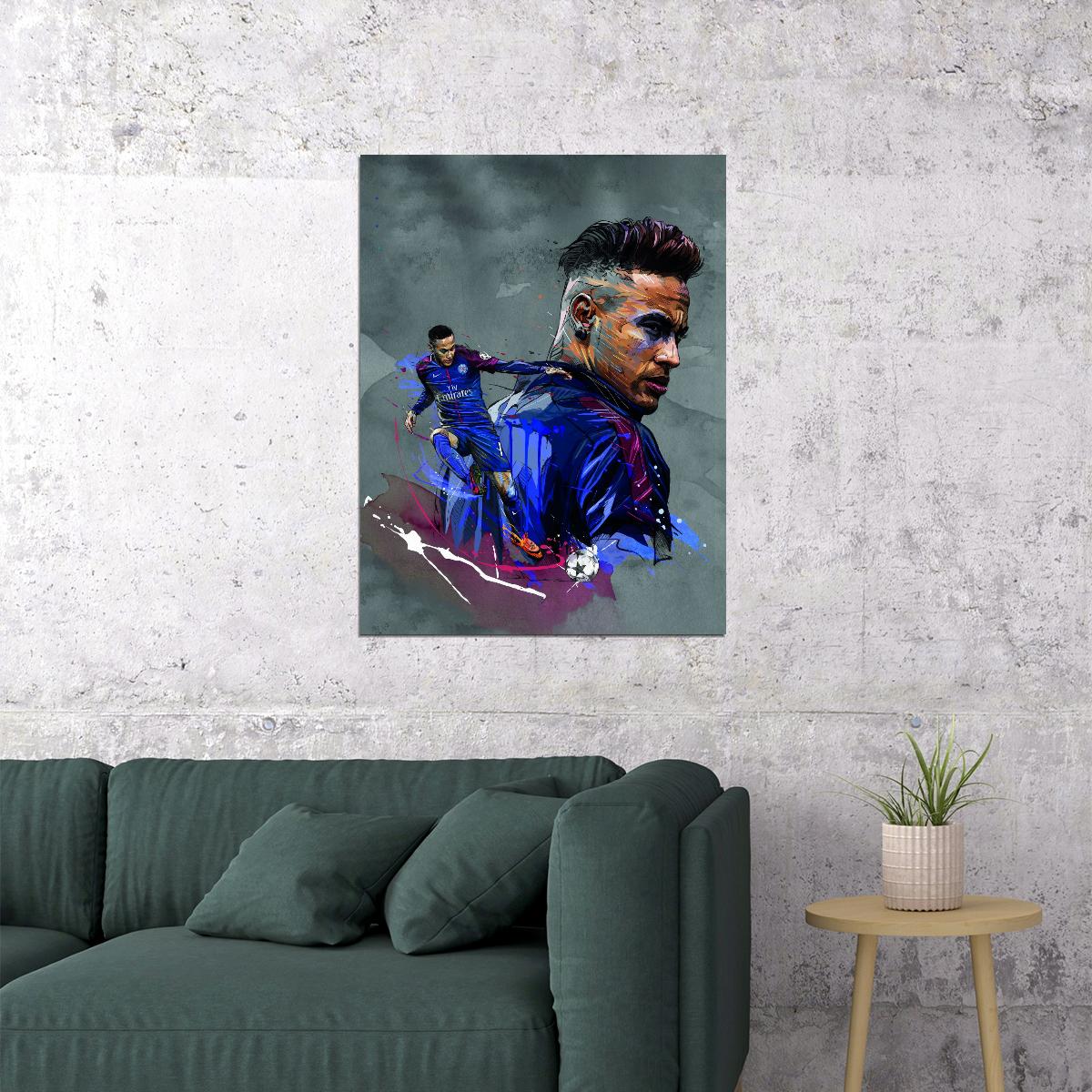 Neymar Jr Art Poster Soccer Star Wall Decor Iconic Sports Artwork Artistic Modern Style Wall Print