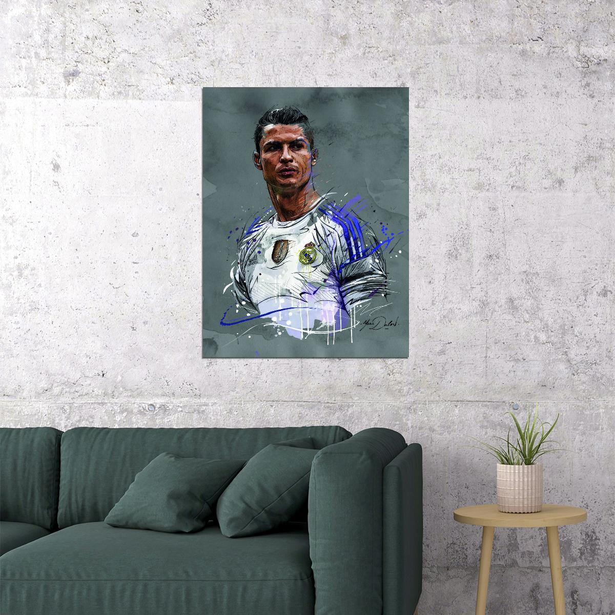 Cristiano Ronaldo Art Poster Soccer Legend Wall Decor Iconic Sports Artwork Artistic Modern Wall Print