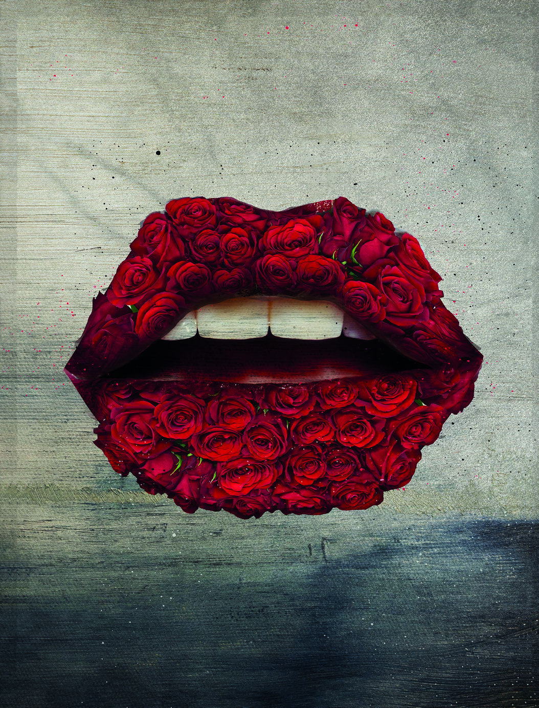 Red Rose Lips Art Poster Floral Artistic Design Wall Decor Modern Pop Art Style Bold Wall Print