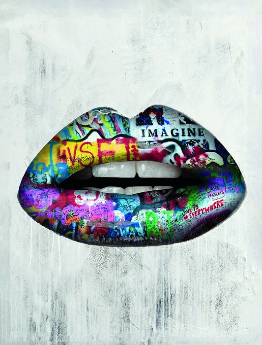 Graffiti Lips Art Poster Colorful Urban Pop Art Style Wall Decor Bold Artistic Design Modern Wall Print