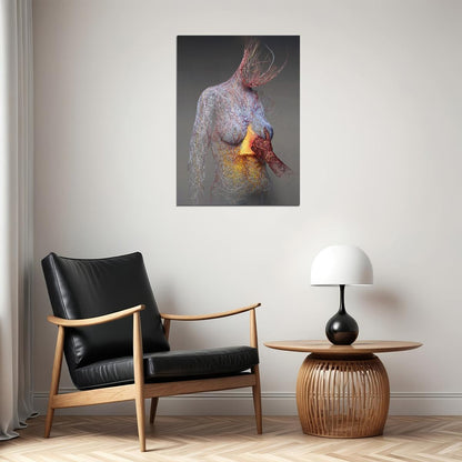 Abstract Human Form Art Poster Textured Romantic Wall Decor Modern Emotional Sculpture Style Artistic Wall Print