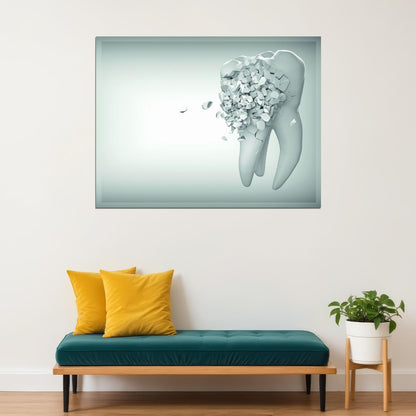 Shattered Tooth Art Poster Bold Modern Wall Decor Unique Medical Anatomy Artistic Style Educational Wall Print