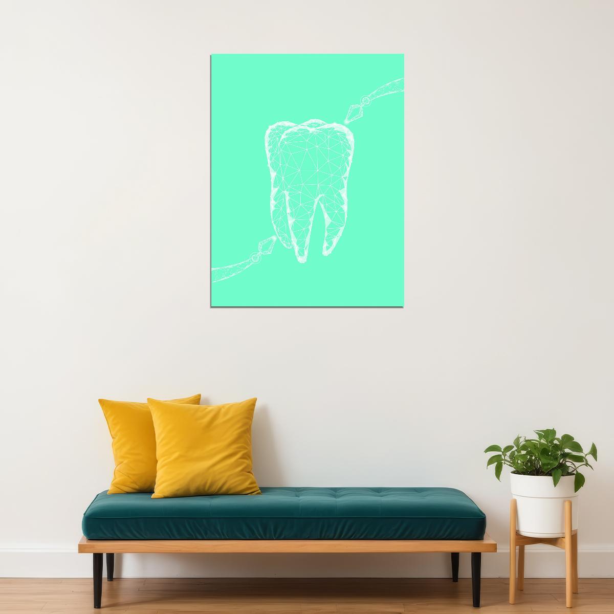 Geometric Tooth Art Poster Modern Dental Wall Decor Minimalist Artistic Design Unique Medical Illustration Wall Print