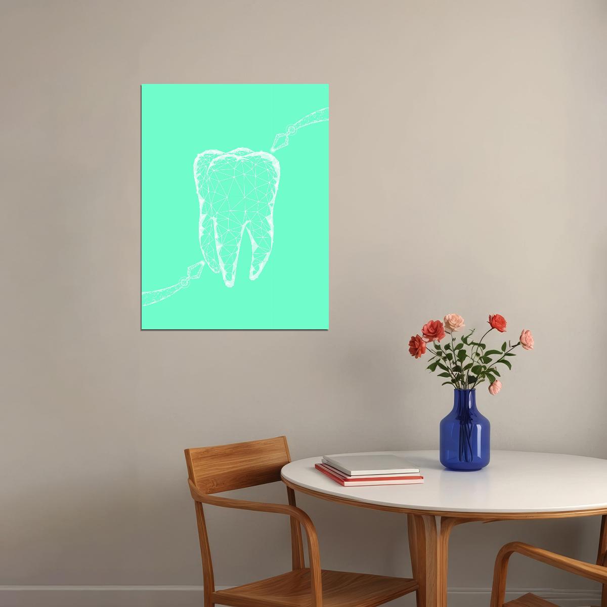 Geometric Tooth Art Poster Modern Dental Wall Decor Minimalist Artistic Design Unique Medical Illustration Wall Print