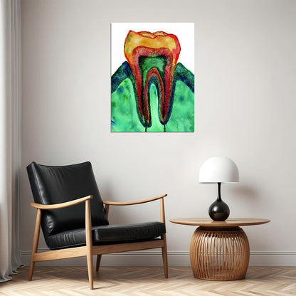 Tooth Anatomy Art Poster Bright and Colorful Educational Wall Decor Medical Artistic Design Unique Wall Print