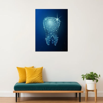 Digital Tooth Art Poster Futuristic and Modern Dental Wall Decor Bold Artistic Design Unique Medical Illustration Wall Print