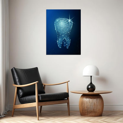 Digital Tooth Art Poster Futuristic and Modern Dental Wall Decor Bold Artistic Design Unique Medical Illustration Wall Print